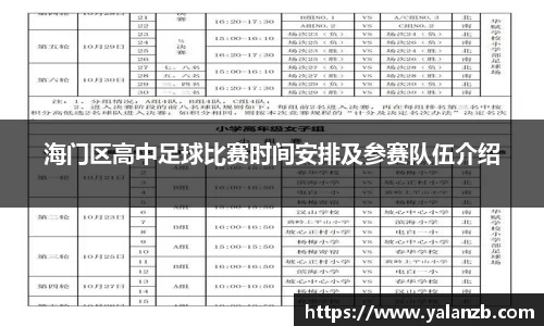 海门区高中足球比赛时间安排及参赛队伍介绍