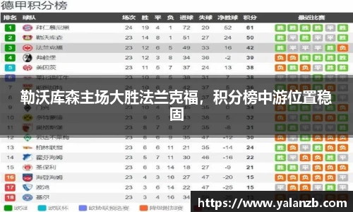 勒沃库森主场大胜法兰克福，积分榜中游位置稳固